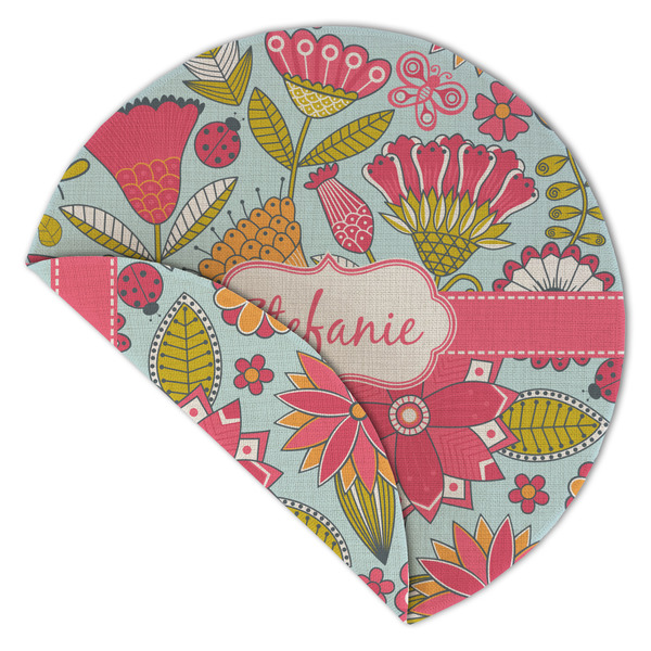 Wild Flowers Round Linen Placemats - Front (folded corner double sided)