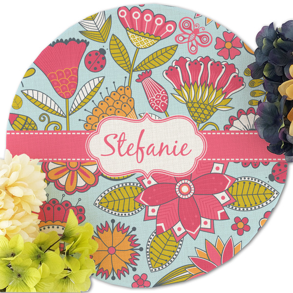 Wild Flowers Round Linen Placemats - Front (w flowers)