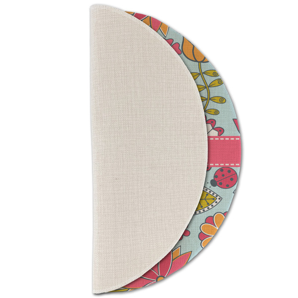 Wild Flowers Round Linen Placemats - HALF FOLDED (single sided)