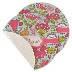 Wild Flowers Round Linen Placemat - Single Sided - Set of 4 (Personalized)