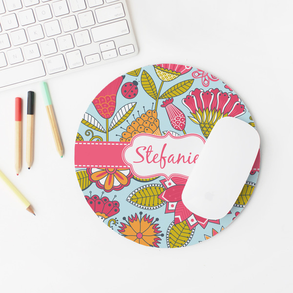 Wild Flowers Round Mousepad - LIFESTYLE 2