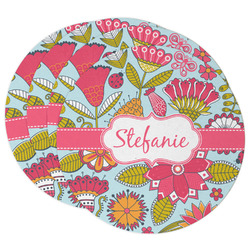 Wild Flowers Round Paper Coasters w/ Name or Text
