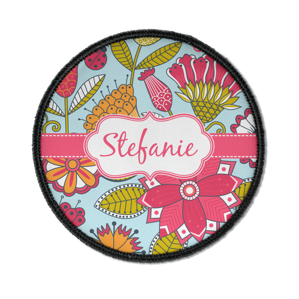 Custom Wild Flowers Iron On Round Patch w/ Name or Text