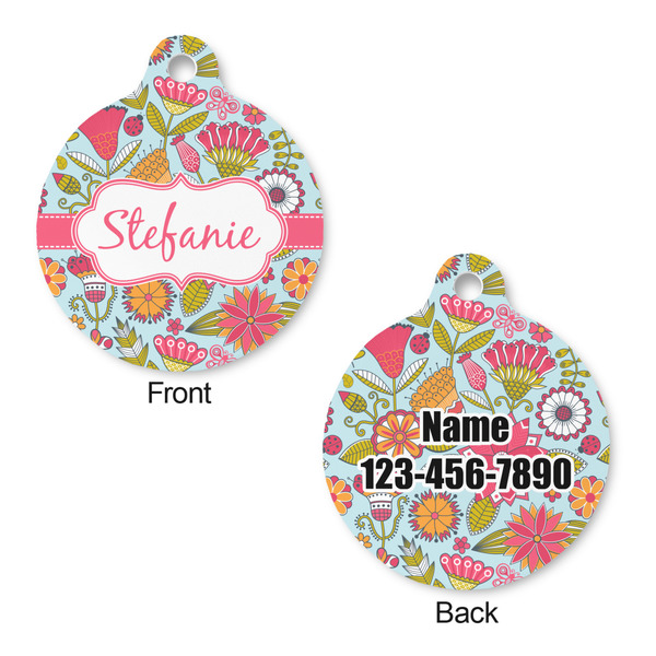 Wild Flowers Round Pet ID Tag - Large - Approval
