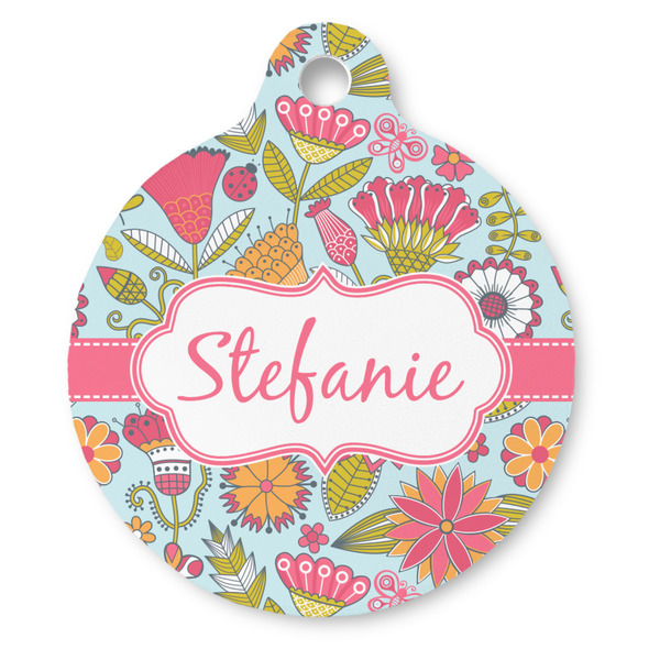 Custom Wild Flowers Round Pet ID Tag (Personalized)