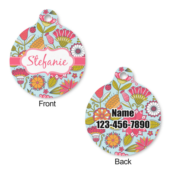 Wild Flowers Round Pet Tag - Front & Back