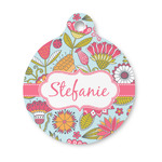 Wild Flowers Round Pet ID Tag - Small (Personalized)