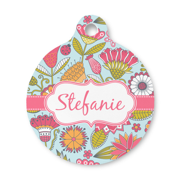 Custom Wild Flowers Round Pet ID Tag - Small (Personalized)