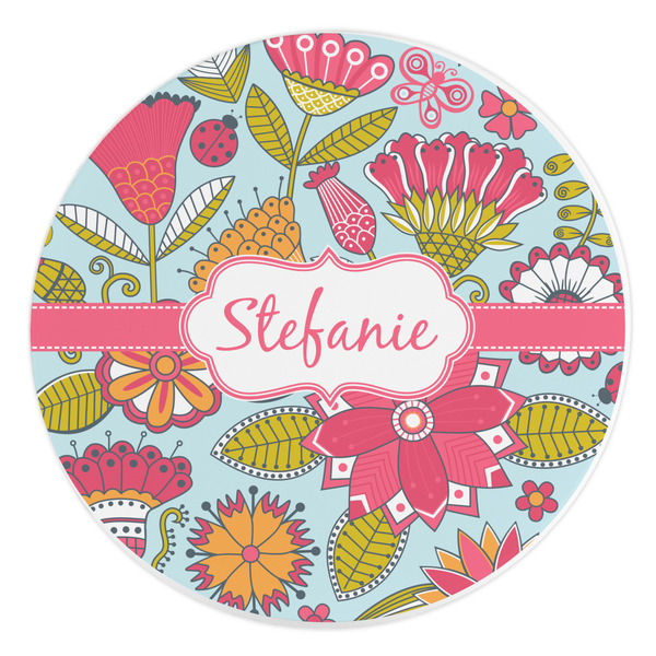 Custom Wild Flowers Round Stone Trivet (Personalized)