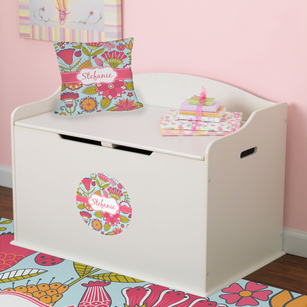 Wild Flowers Round Wall Decal on Toy Chest