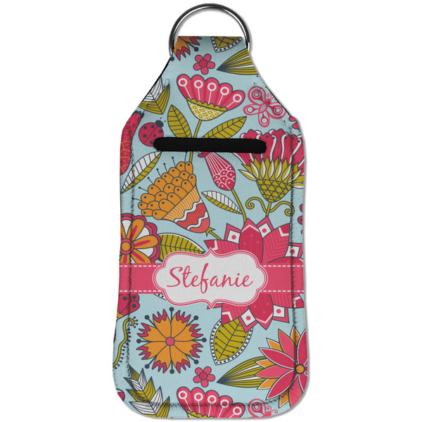 Wild Flowers Sanitizer Holder Keychain - Large (Front)