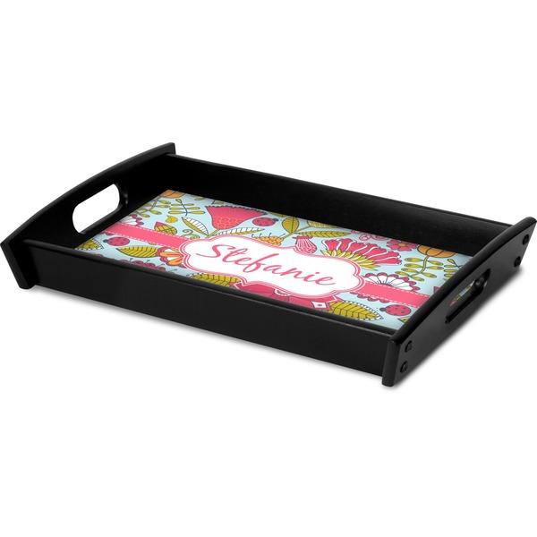 Wild Flowers Serving Tray Black - Corner