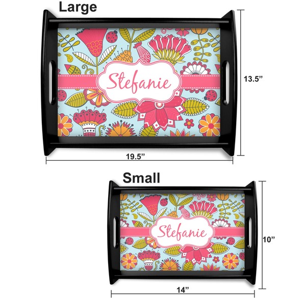 Wild Flowers Serving Tray Black Sizes