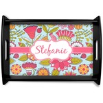 Wild Flowers Black Wooden Tray - Small (Personalized)