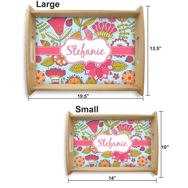 Wild Flowers Serving Tray Wood Sizes