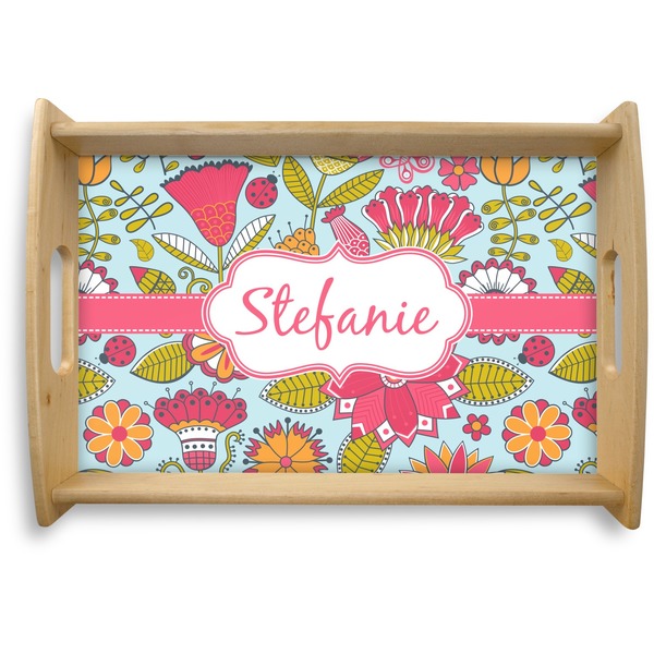 Custom Wild Flowers Natural Wooden Tray - Small (Personalized)