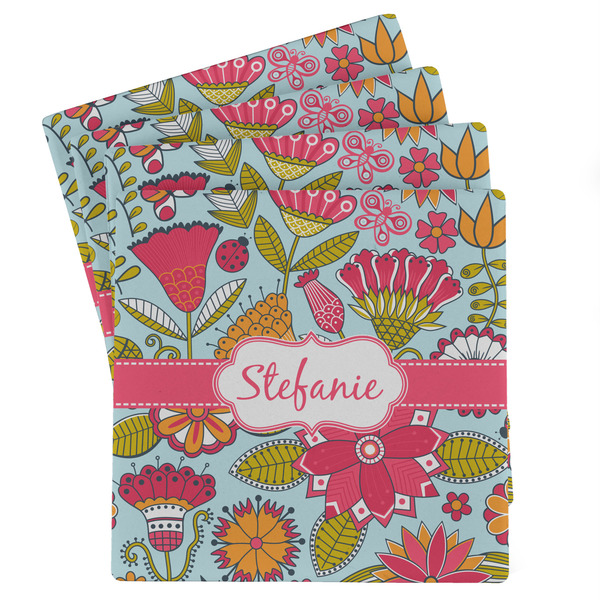 Custom Wild Flowers Absorbent Stone Coasters - Set of 4 (Personalized)