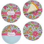 Wild Flowers Set of 4 Glass Appetizer / Dessert Plate 8" (Personalized)