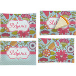 Wild Flowers Set of 4 Glass Rectangular Appetizer / Dessert Plate (Personalized)