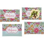 Wild Flowers Set of 4 Glass Rectangular Lunch / Dinner Plate (Personalized)