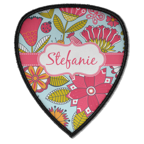 Custom Wild Flowers Iron on Shield Patch A w/ Name or Text