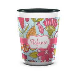Wild Flowers Ceramic Shot Glass - 1.5 oz - Two Tone - Set of 4 (Personalized)