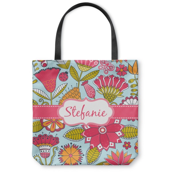 Custom Wild Flowers Canvas Tote Bag - Small - 13"x13" (Personalized)