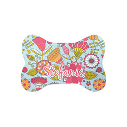 Wild Flowers Bone Shaped Dog Food Mat (Small) (Personalized)