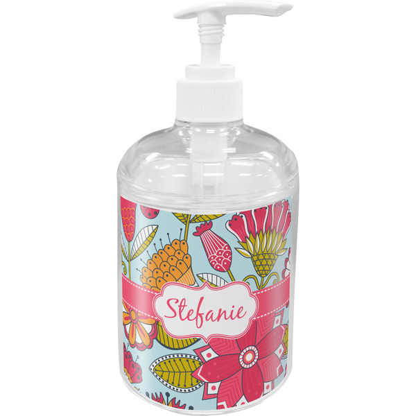 Custom Wild Flowers Acrylic Soap & Lotion Bottle (Personalized)