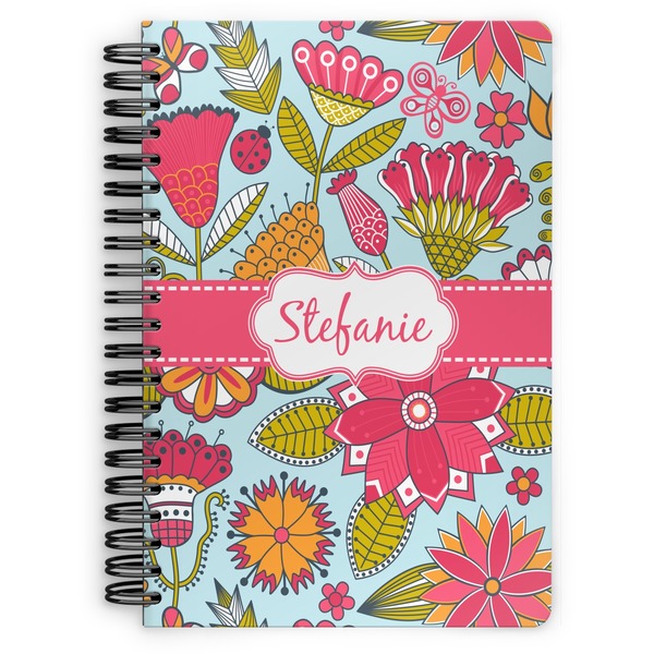 Custom Wild Flowers Spiral Notebook - 7x10 w/ Name or Text