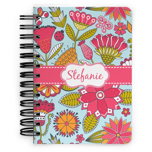 Custom Wild Flowers Spiral Notebook - 5x7 w/ Name or Text