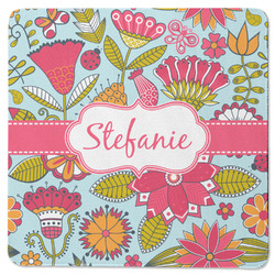 Wild Flowers Square Rubber Backed Coaster (Personalized)