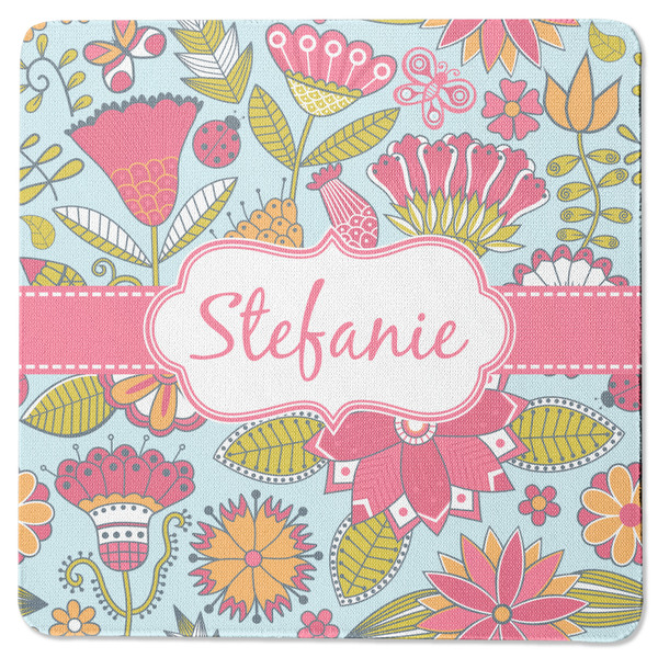 Custom Wild Flowers Square Rubber Backed Coaster (Personalized)
