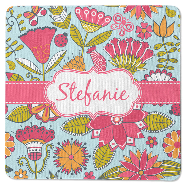 Custom Wild Flowers Square Rubber Backed Coaster (Personalized)