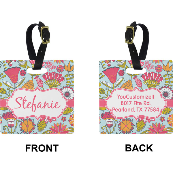 Wild Flowers Square Luggage Tag (Front + Back)