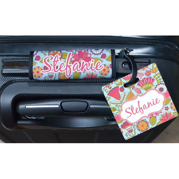 Wild Flowers Square Luggage Tag & Handle Wrap - In Context