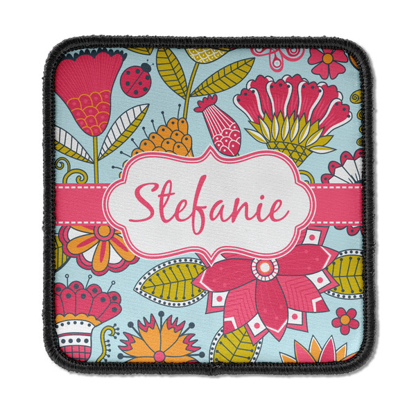 Custom Wild Flowers Iron On Square Patch w/ Name or Text
