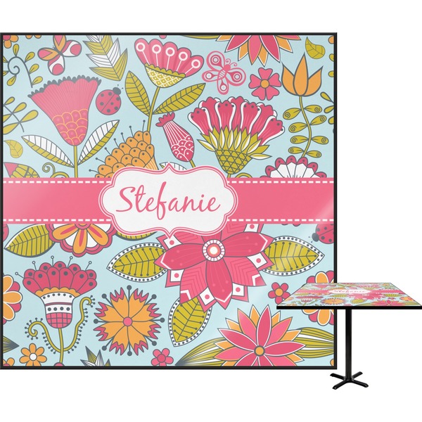 Custom Wild Flowers Square Table Top (Personalized)