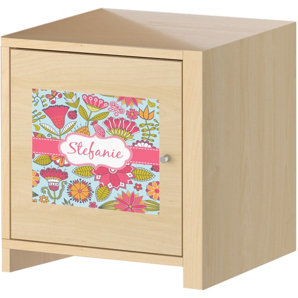 Wild Flowers Square Wall Decal on Wooden Cabinet