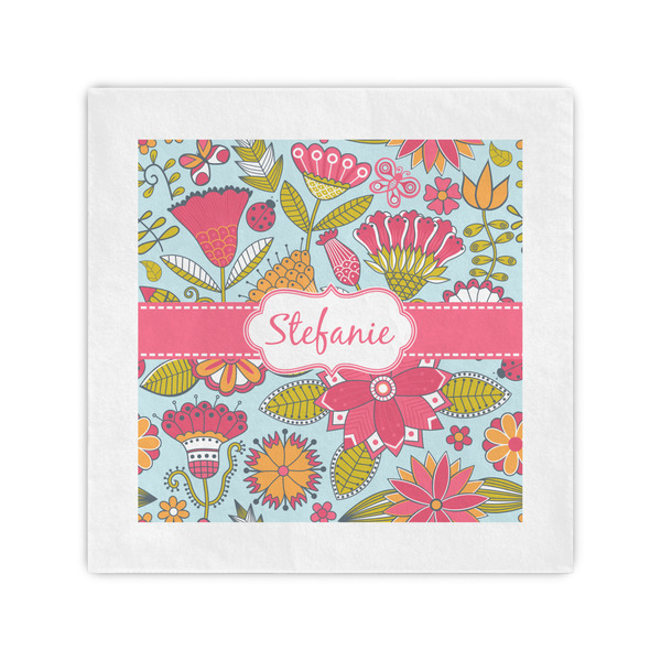 Custom Wild Flowers Standard Cocktail Napkins (Personalized)
