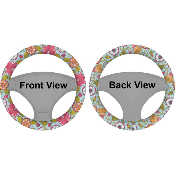 Wild Flowers Steering Wheel Cover- Front and Back