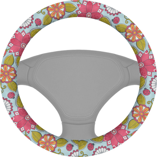 Custom Wild Flowers Steering Wheel Cover