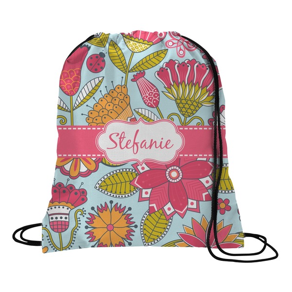 Custom Wild Flowers Drawstring Backpack - Small (Personalized)