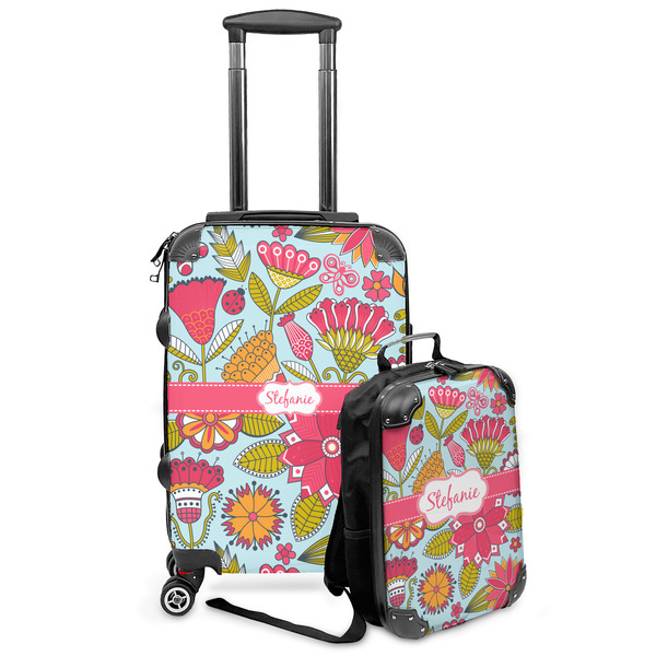 Custom Wild Flowers Kids 2-Piece Luggage Set - Suitcase & Backpack (Personalized)