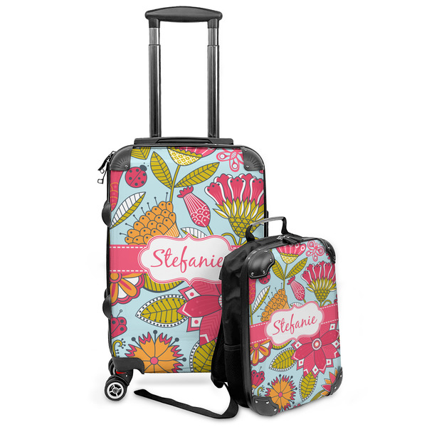 Custom Wild Flowers Kids 2-Piece Luggage Set - Suitcase & Backpack (Personalized)