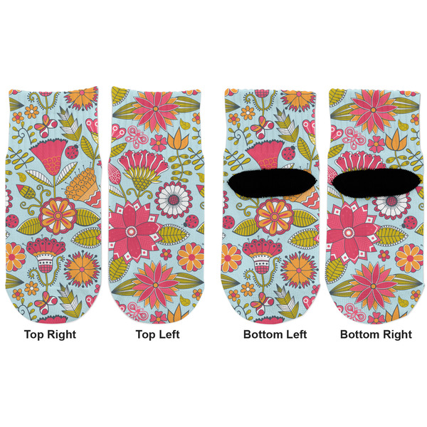 Wild Flowers Toddler Ankle Socks - Double Pair - Front and Back - Apvl
