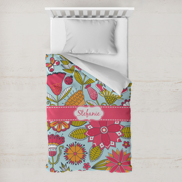 Custom Wild Flowers Toddler Duvet Cover w/ Name or Text