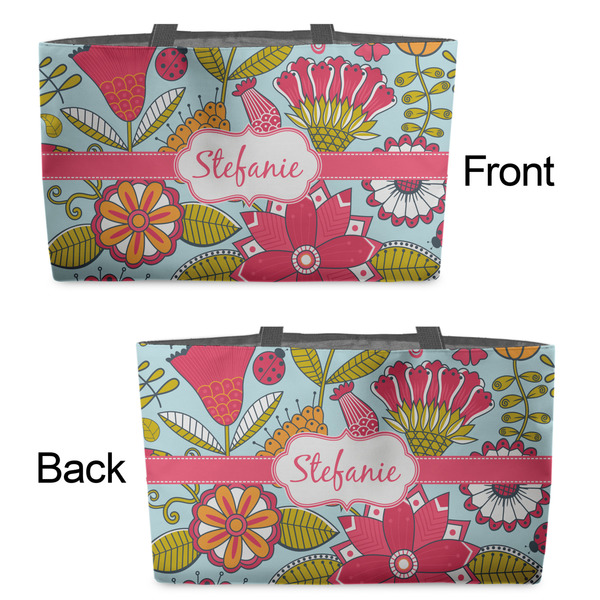 Wild Flowers Tote w/Black Handles - Front & Back Views