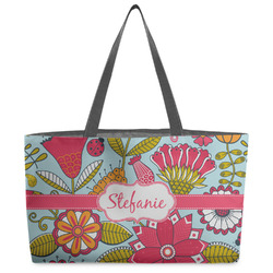 Wild Flowers Beach Totes Bag - w/ Black Handles (Personalized)