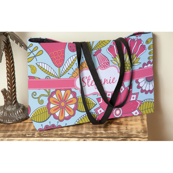 Wild Flowers Tote w/Black Handles - Lifestyle View